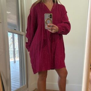Entro Long Sleeve Dress in Deep Pink
